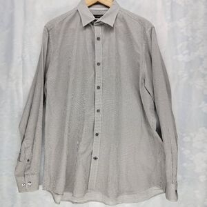 Banana Republic Tailored Slim Fit Long Sleeves Shirt Size Large Gray Check